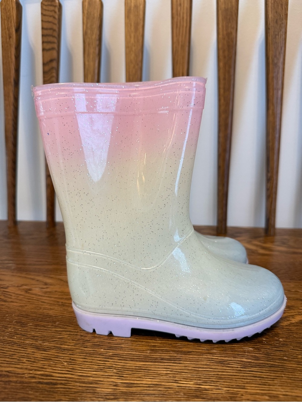 Primark Girls Glitter Ombré Rain Boots Pink & Blue Size 10